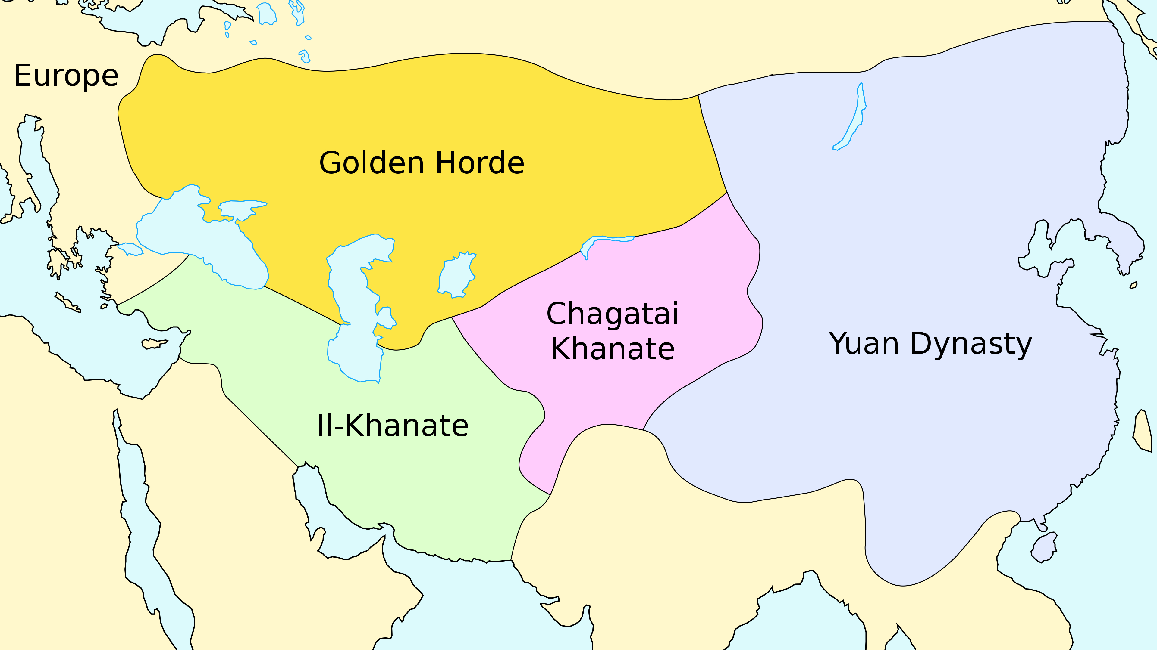 mongol empire map khanates